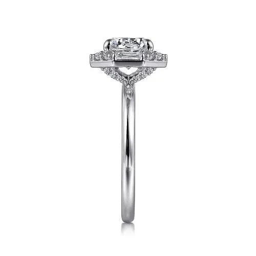 Rings GABRIEL CO Seina 14K White Gold Round Hidden Halo Diamond Engagement Ring Setting Only Rings GABRIEL CO Seina 14K White Gold Round Hidden Halo Diamond Engagement Ring Setting Only