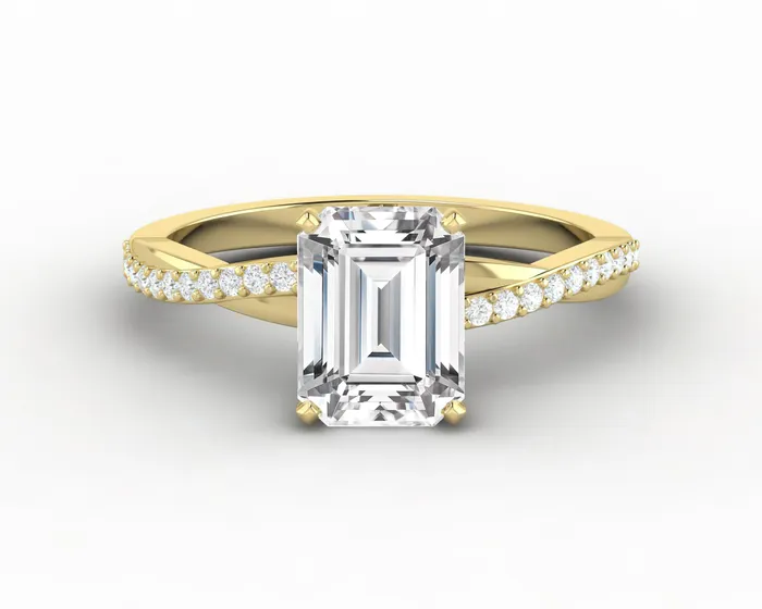 Rings Sapheena Jewelry Demi 17 Ct Emerald Cut Engagement Ring with Side Stones Rings Sapheena Jewelry Demi 17 Ct Emerald Cut Engagement Ring with Side Stones
