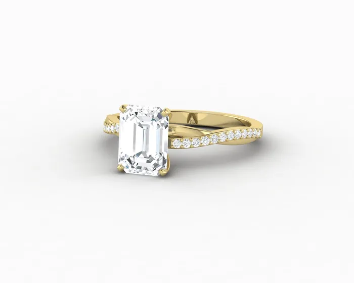 Rings Sapheena Jewelry Demi 17 Ct Emerald Cut Engagement Ring with Side Stones