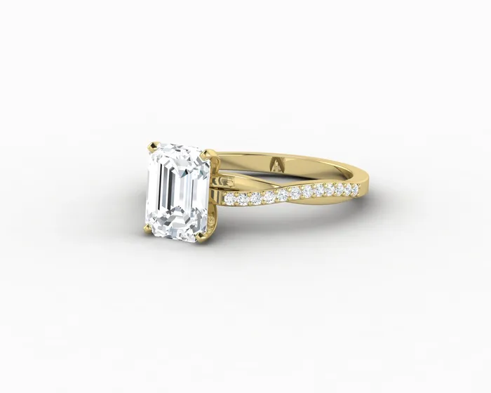 Rings Sapheena Jewelry Demi 17 Ct Emerald Cut Engagement Ring with Side Stones