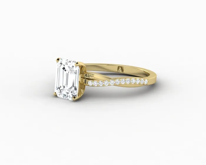 Rings Sapheena Jewelry Demi 17 Ct Emerald Cut Engagement Ring with Side Stones