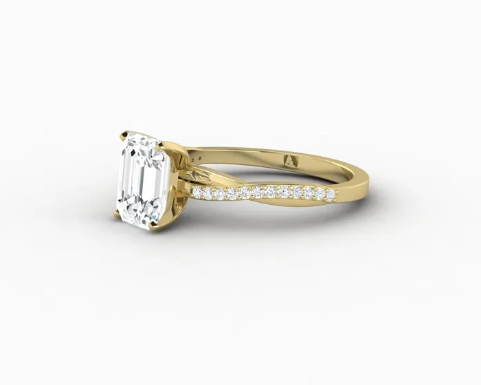 Rings Sapheena Jewelry Demi 17 Ct Emerald Cut Engagement Ring with Side Stones