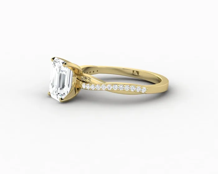 Rings Sapheena Jewelry Demi 17 Ct Emerald Cut Engagement Ring with Side Stones