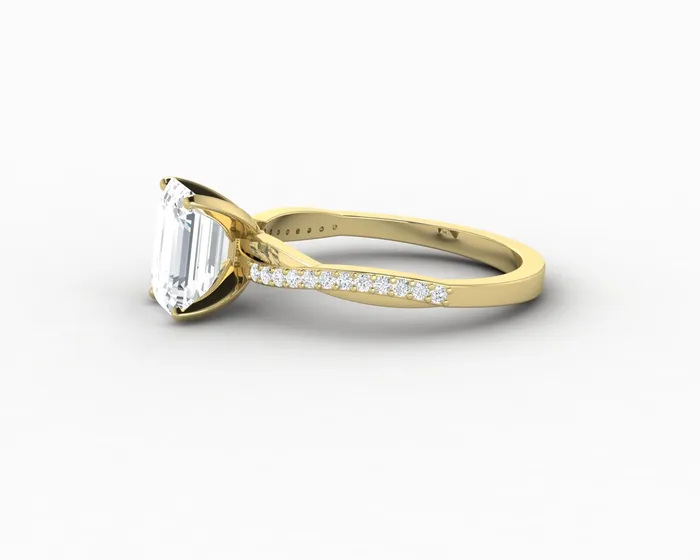 Rings Sapheena Jewelry Demi 17 Ct Emerald Cut Engagement Ring with Side Stones