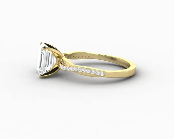 Rings Sapheena Jewelry Demi 17 Ct Emerald Cut Engagement Ring with Side Stones