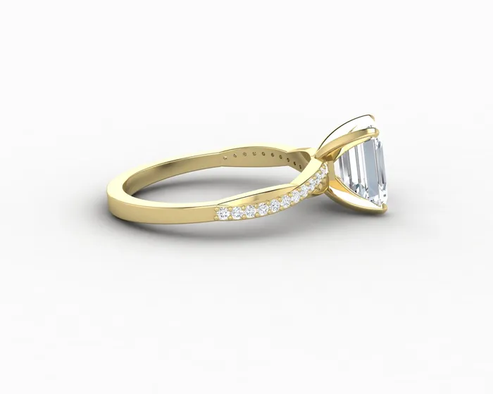 Rings Sapheena Jewelry Demi 17 Ct Emerald Cut Engagement Ring with Side Stones