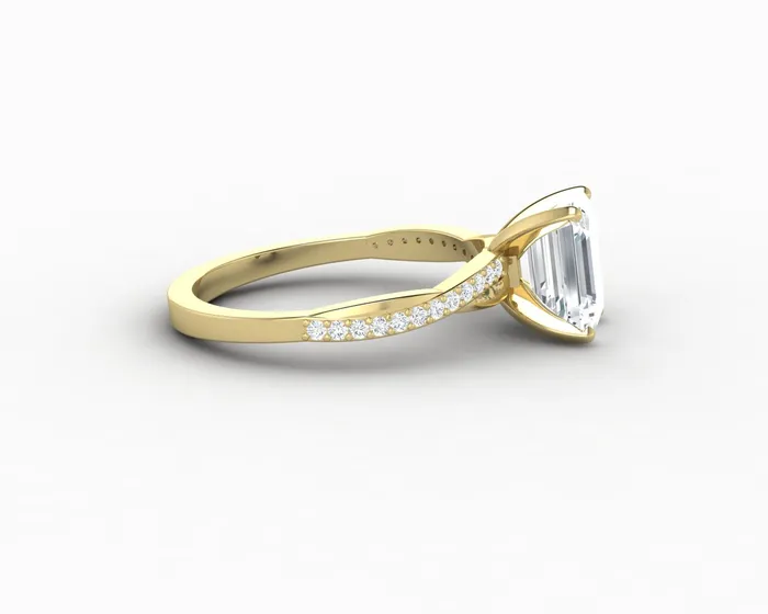 Rings Sapheena Jewelry Demi 17 Ct Emerald Cut Engagement Ring with Side Stones