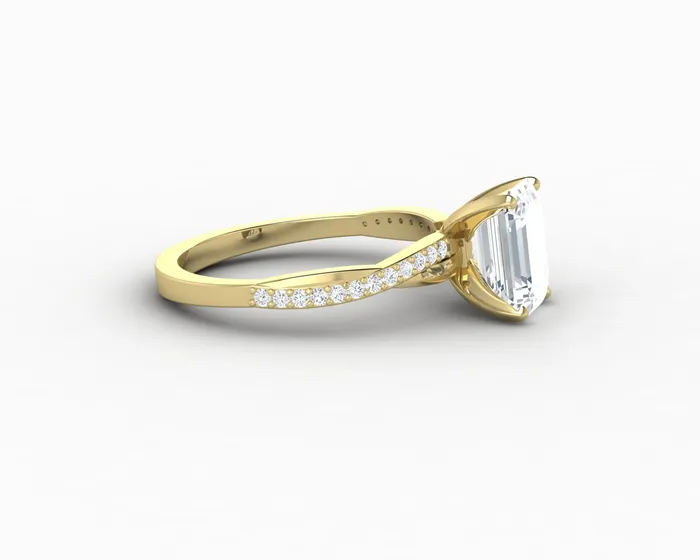 Rings Sapheena Jewelry Demi 17 Ct Emerald Cut Engagement Ring with Side Stones