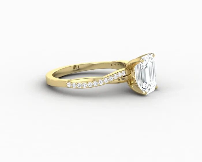 Rings Sapheena Jewelry Demi 17 Ct Emerald Cut Engagement Ring with Side Stones