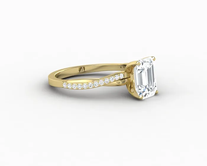 Rings Sapheena Jewelry Demi 17 Ct Emerald Cut Engagement Ring with Side Stones