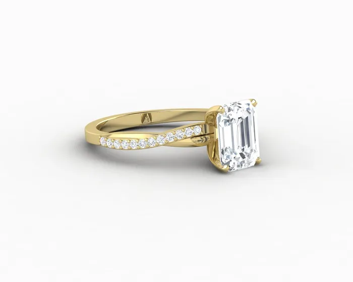 Rings Sapheena Jewelry Demi 17 Ct Emerald Cut Engagement Ring with Side Stones