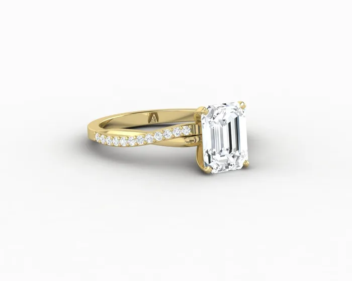 Rings Sapheena Jewelry Demi 17 Ct Emerald Cut Engagement Ring with Side Stones