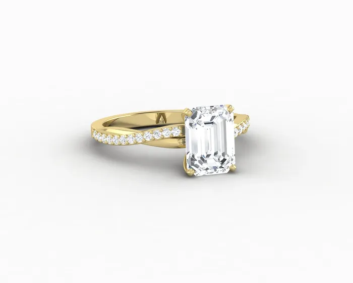 Rings Sapheena Jewelry Demi 17 Ct Emerald Cut Engagement Ring with Side Stones