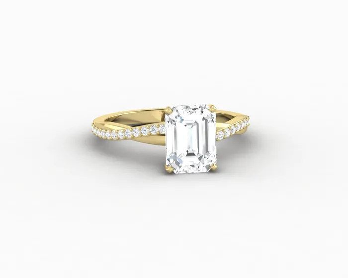 Rings Sapheena Jewelry Demi 17 Ct Emerald Cut Engagement Ring with Side Stones