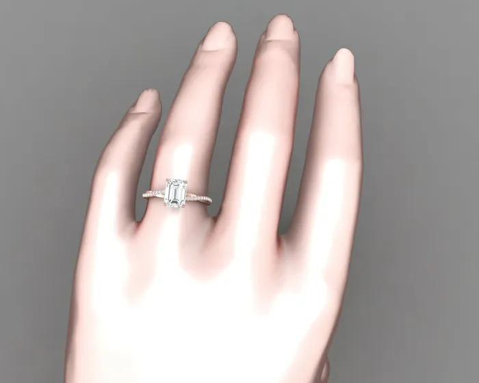 Rings Sapheena Jewelry Demi 17 Ct Emerald Cut Engagement Ring with Side Stones
