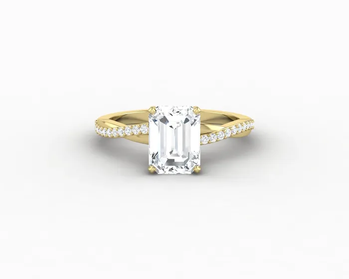 Rings Sapheena Jewelry Demi 17 Ct Emerald Cut Engagement Ring with Side Stones