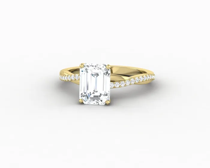 Rings Sapheena Jewelry Demi 17 Ct Emerald Cut Engagement Ring with Side Stones