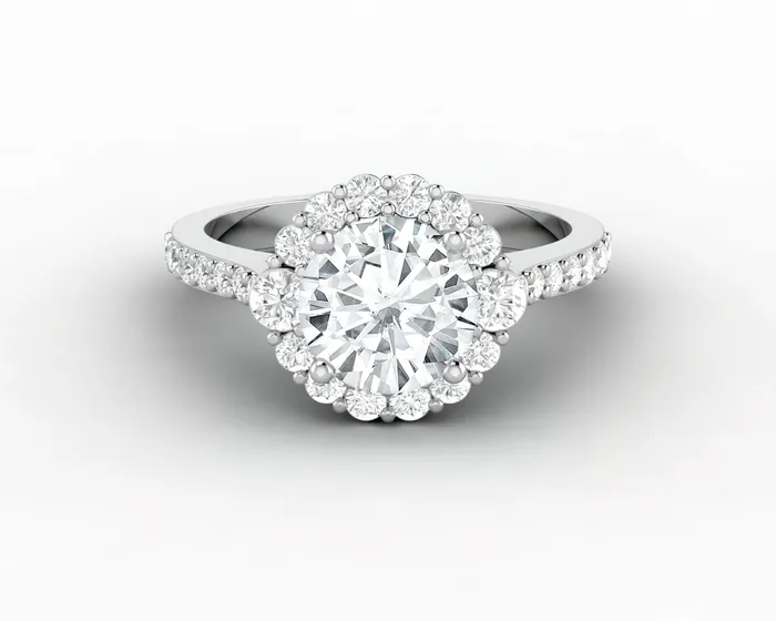 Sapheena Jewelry Enya 10 Ct Round Cut Halo Moissanite Engagement Ring with Side Stones Rings Sapheena Jewelry Enya 10 Ct Round Cut Halo Moissanite Engagement Ring with Side Stones Rings