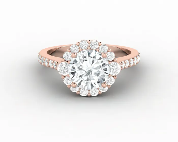 Sapheena Jewelry Enya 10 Ct Round Cut Halo Moissanite Engagement Ring with Side Stones Rings