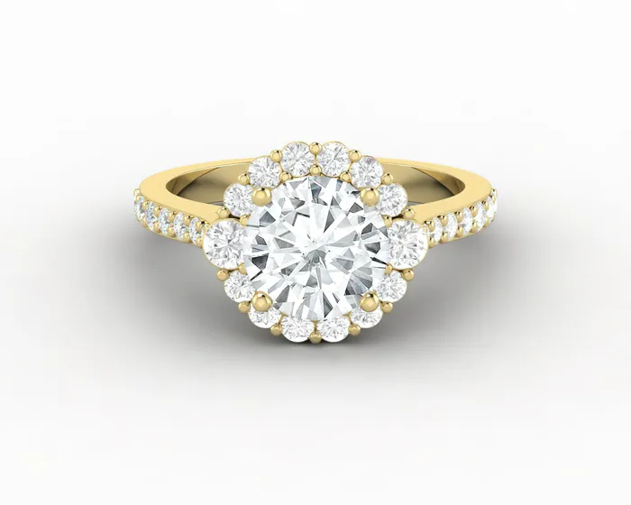 Sapheena Jewelry Enya 10 Ct Round Cut Halo Moissanite Engagement Ring with Side Stones Rings