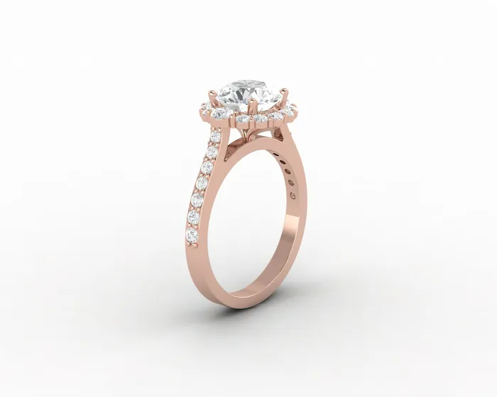 Sapheena Jewelry Enya 10 Ct Round Cut Halo Moissanite Engagement Ring with Side Stones Rings