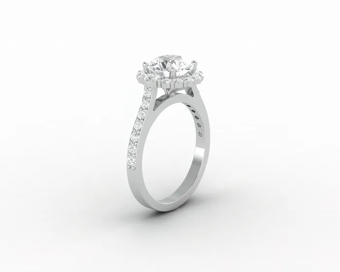 Sapheena Jewelry Enya 10 Ct Round Cut Halo Moissanite Engagement Ring with Side Stones Rings