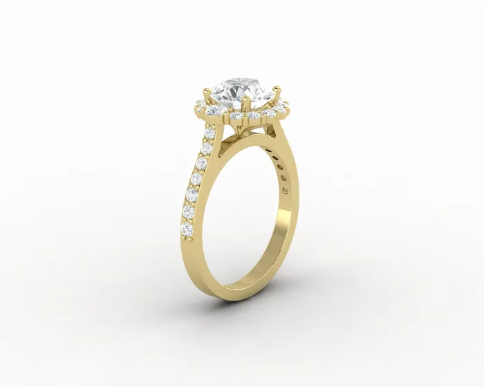 Sapheena Jewelry Enya 10 Ct Round Cut Halo Moissanite Engagement Ring with Side Stones Rings