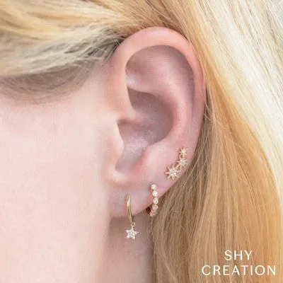 SHY CREATIONS Earrings 004CT DIAMOND STAR HUGGIE EARRING