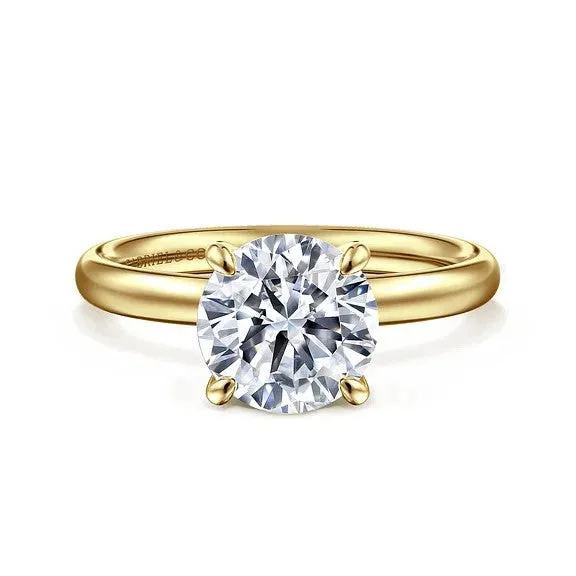 Unite 14K Yellow Gold Round Solitaire Diamond Engagement Ring Setting Only GABRIEL CO Rings