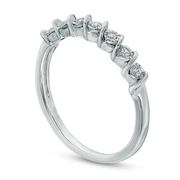 007 CT TW Natural Diamond Seven Stone S Anniversary Band in Sterling Silver Goldia Rings 007 CT TW Natural Diamond Seven Stone S Anniversary Band in Sterling Silver Goldia Rings