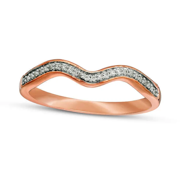 007 CT TW Natural Diamond Wavy Wedding Band in Solid 10K Rose Gold Goldia Rings 007 CT TW Natural Diamond Wavy Wedding Band in Solid 10K Rose Gold Goldia Rings