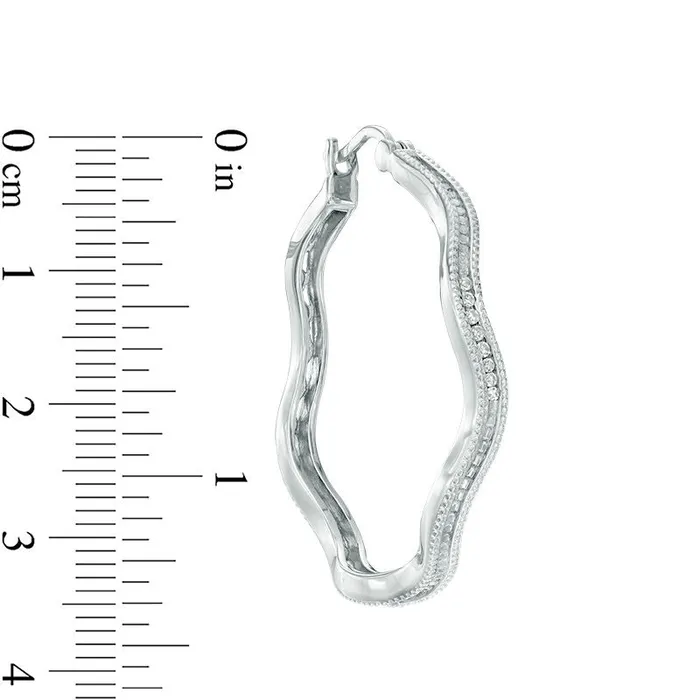01 CT TW Diamond Wavy Hoop Earrings in Sterling Silver Goldia Earrings 01 CT TW Diamond Wavy Hoop Earrings in Sterling Silver Goldia Earrings
