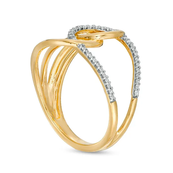 010 CT TW Natural Diamond Interlocking Loop Ring in Solid 10K Yellow Gold Goldia Rings 010 CT TW Natural Diamond Interlocking Loop Ring in Solid 10K Yellow Gold Goldia Rings