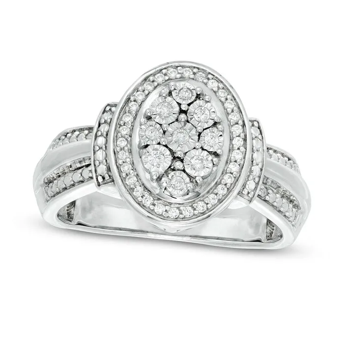013 CT TW Composite Oval Natural Diamond Frame Collar Promise Ring in Sterling Silver Goldia Rings 013 CT TW Composite Oval Natural Diamond Frame Collar Promise Ring in Sterling Silver Goldia Rings
