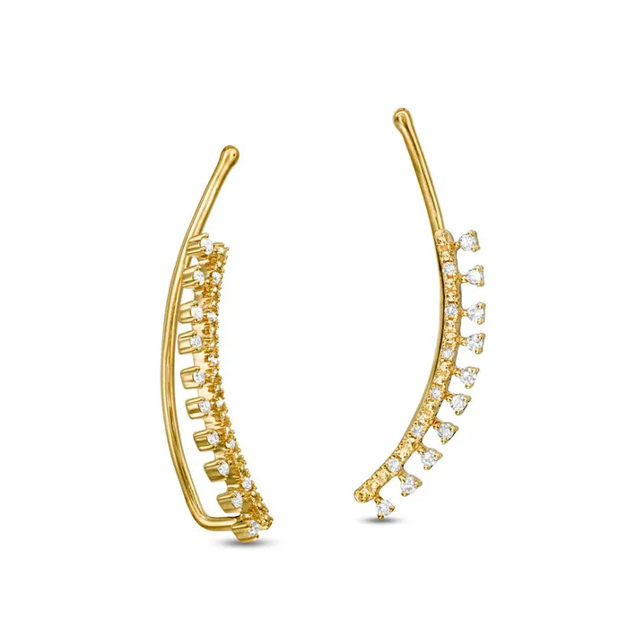 013 CT TW Diamond Curved Bar Crawler Earrings in 10K Gold Goldia Earrings 013 CT TW Diamond Curved Bar Crawler Earrings in 10K Gold Goldia Earrings
