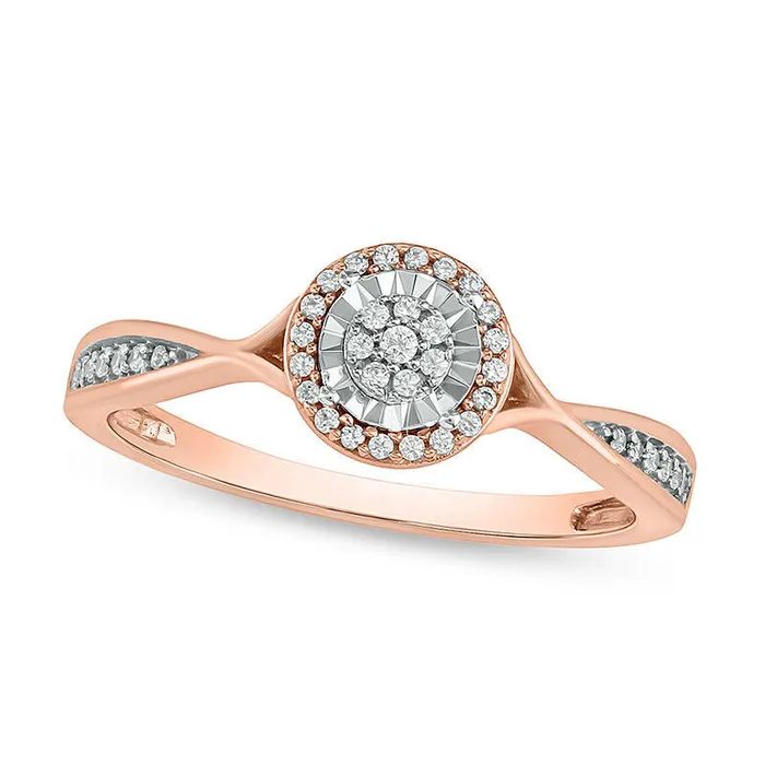 017 CT TW Composite Natural Diamond Frame Pinched Shank Promise Ring in Solid 10K Rose Gold Goldia Rings 017 CT TW Composite Natural Diamond Frame Pinched Shank Promise Ring in Solid 10K Rose Gold Goldia Rings