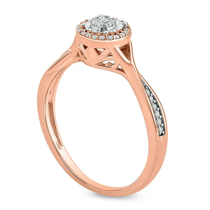 017 CT TW Composite Natural Diamond Frame Pinched Shank Promise Ring in Solid 10K Rose Gold Goldia Rings 017 CT TW Composite Natural Diamond Frame Pinched Shank Promise Ring in Solid 10K Rose Gold Goldia Rings