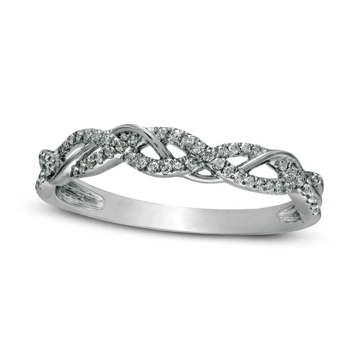 017 CT TW Natural Diamond Twist Anniversary Band in Solid 10K White Gold Goldia Rings 017 CT TW Natural Diamond Twist Anniversary Band in Solid 10K White Gold Goldia Rings