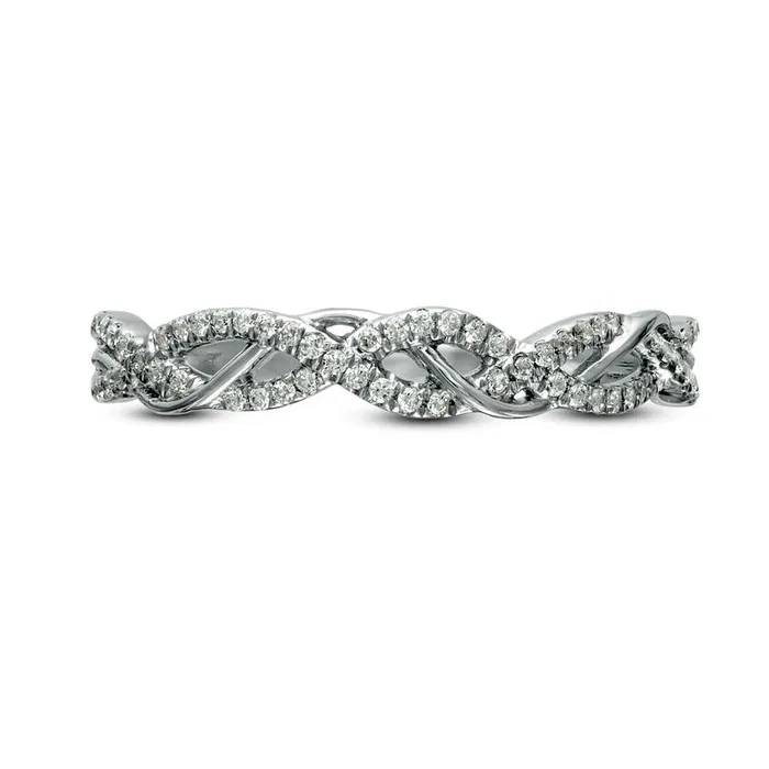 017 CT TW Natural Diamond Twist Anniversary Band in Solid 10K White Gold Goldia Rings 017 CT TW Natural Diamond Twist Anniversary Band in Solid 10K White Gold Goldia Rings