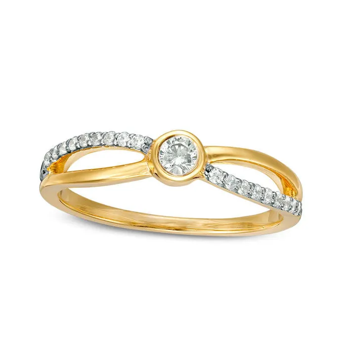 020 CT TW Natural Diamond Split Shank Promise Ring in Solid 10K Yellow Gold Goldia Rings 020 CT TW Natural Diamond Split Shank Promise Ring in Solid 10K Yellow Gold Goldia Rings
