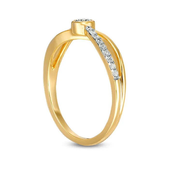 020 CT TW Natural Diamond Split Shank Promise Ring in Solid 10K Yellow Gold Goldia Rings 020 CT TW Natural Diamond Split Shank Promise Ring in Solid 10K Yellow Gold Goldia Rings