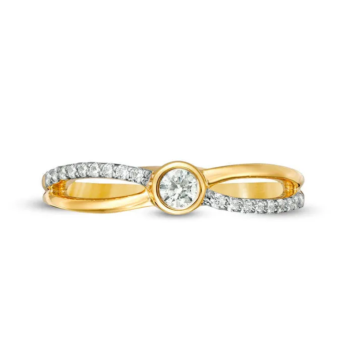 020 CT TW Natural Diamond Split Shank Promise Ring in Solid 10K Yellow Gold Goldia Rings 020 CT TW Natural Diamond Split Shank Promise Ring in Solid 10K Yellow Gold Goldia Rings