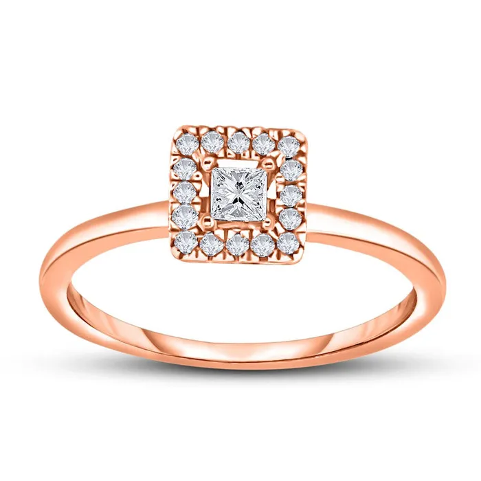 020 CT TW PrincessCut Natural Diamond Frame Promise Ring in Solid 10K Rose Gold Goldia Rings 020 CT TW PrincessCut Natural Diamond Frame Promise Ring in Solid 10K Rose Gold Goldia Rings