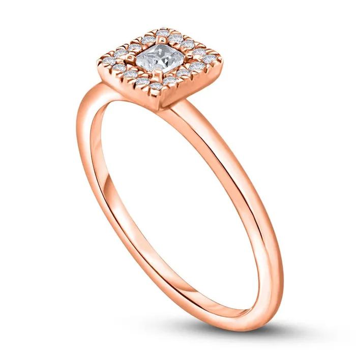 020 CT TW PrincessCut Natural Diamond Frame Promise Ring in Solid 10K Rose Gold Goldia Rings 020 CT TW PrincessCut Natural Diamond Frame Promise Ring in Solid 10K Rose Gold Goldia Rings