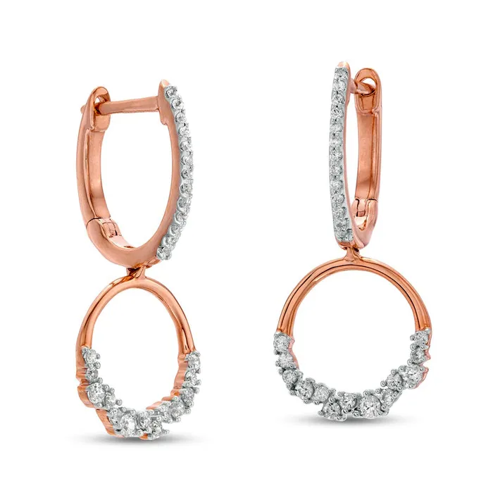 025 CT TW Diamond Scatter Circle Drop Earrings in 10K Rose Gold Goldia Earrings 025 CT TW Diamond Scatter Circle Drop Earrings in 10K Rose Gold Goldia Earrings