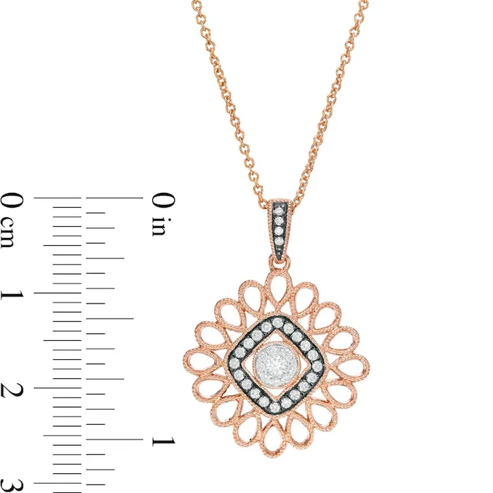 025 CT TW Natural Diamond Art Deco Antique VintageStyle Pendant in 10K Rose Gold Goldia Necklaces 025 CT TW Natural Diamond Art Deco Antique VintageStyle Pendant in 10K Rose Gold Goldia Necklaces