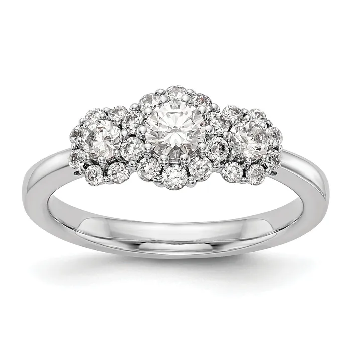 025ct CZ Solid Real 14K White Gold 3Stone Engagement Ring Goldia Rings