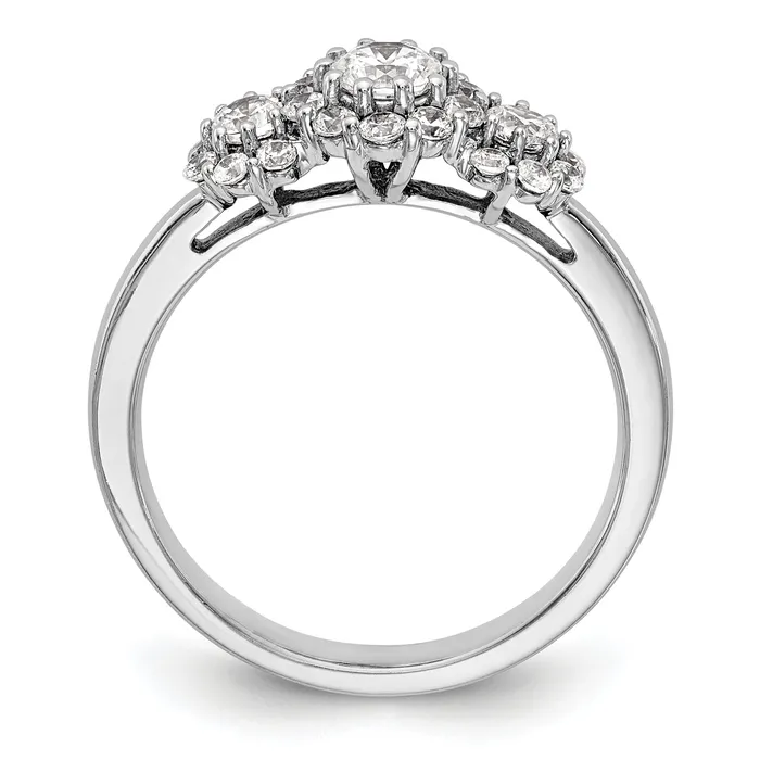 025ct CZ Solid Real 14K White Gold 3Stone Engagement Ring Goldia Rings