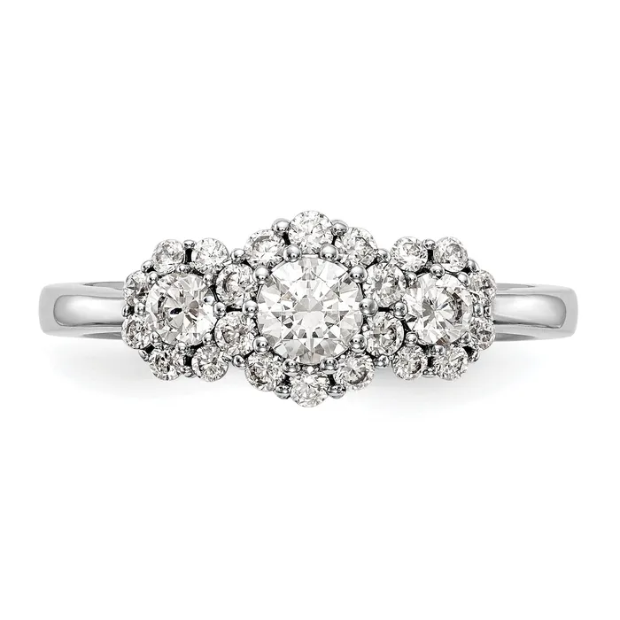 025ct CZ Solid Real 14K White Gold 3Stone Engagement Ring Goldia Rings