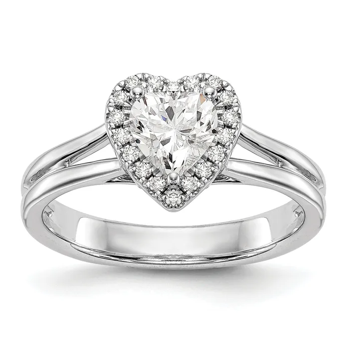 025ct CZ Solid Real 14K White Gold Heart Halo Split Shank Engagement Ring Goldia Rings 025ct CZ Solid Real 14K White Gold Heart Halo Split Shank Engagement Ring Goldia Rings